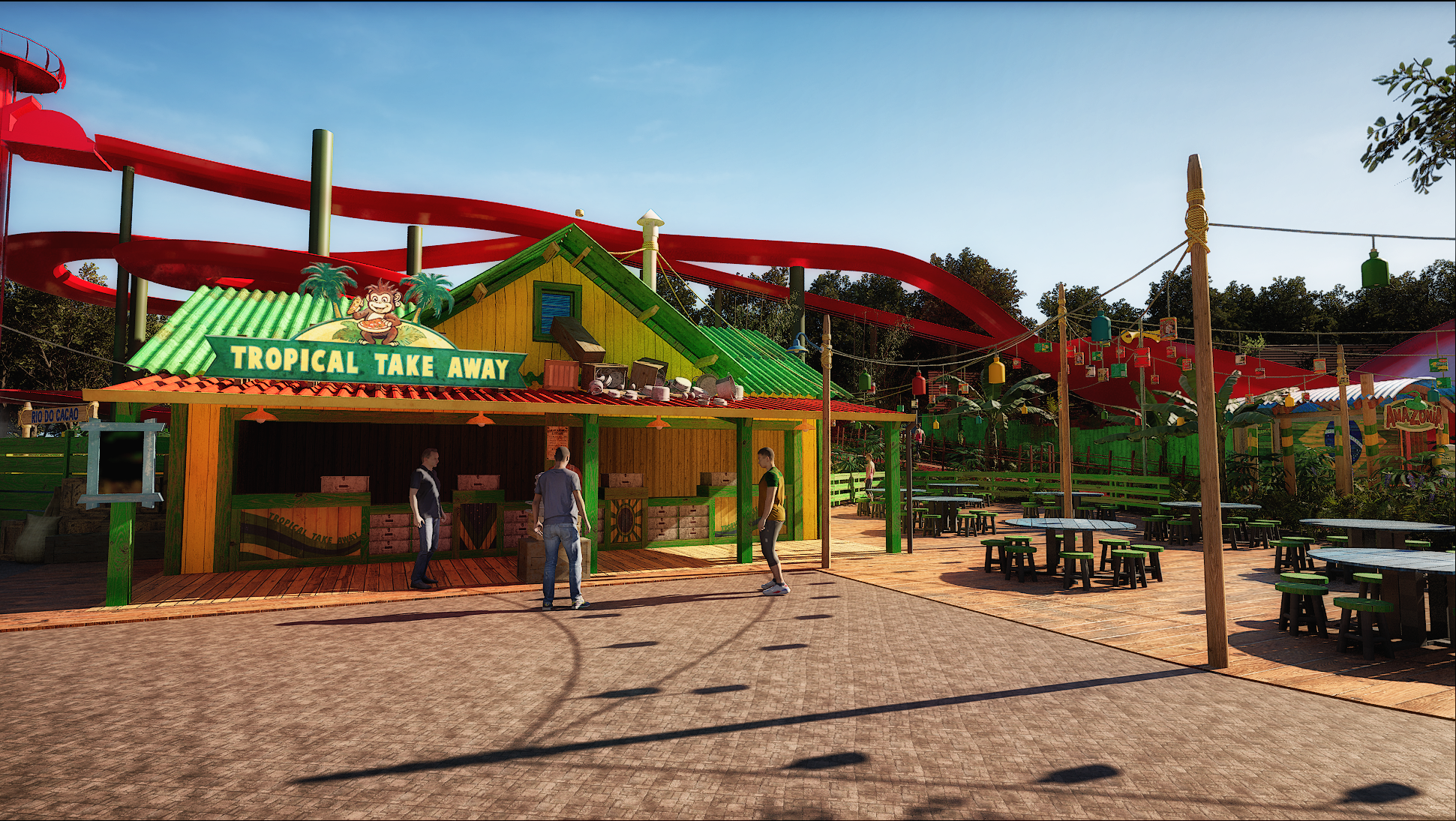 Tropical Takeaway exterieur concept art.